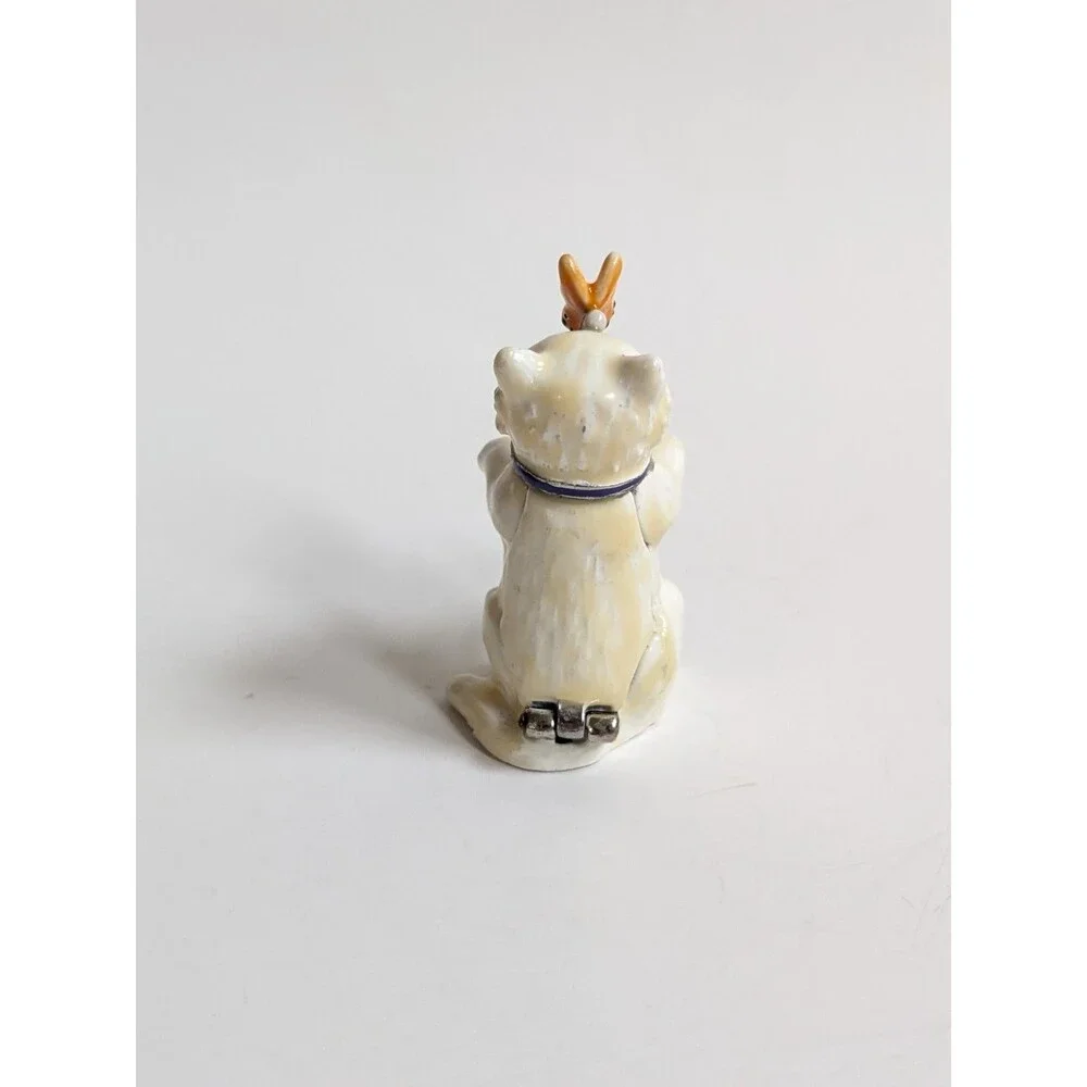 Monet 2012 Enamel‎ Cat Hinged Keepsake Trinket Box w/ Butterfly & Hidden Charm